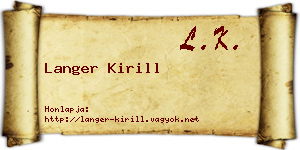 Langer Kirill névjegykártya